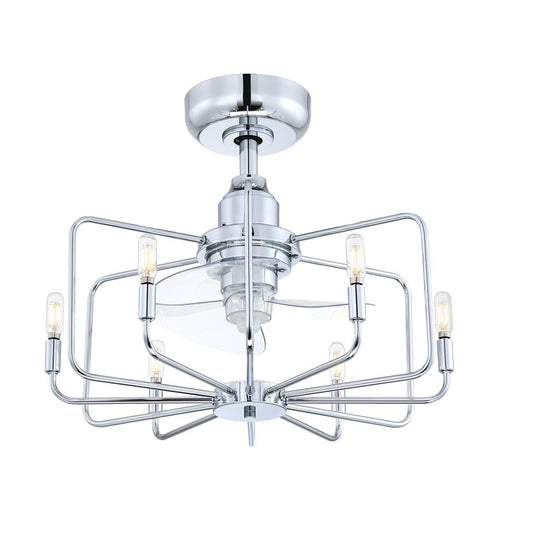 Fanimation Influencer 22in 6-Light Chandelier Ceiling Fan | Chrome and Clear Glass | Bedroom & Living Room | 22.41 x 22.41 x 18.89 in | Model FP3075CH