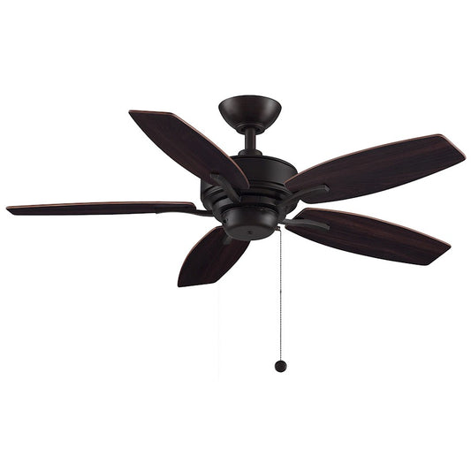 Fanimation Aire Deluxe 44in 5-Blade Ceiling Fan | Dark Bronze and Cherry/Dark Walnut Wood Blades | Bedroom & Living Room | Model FP6244DZ