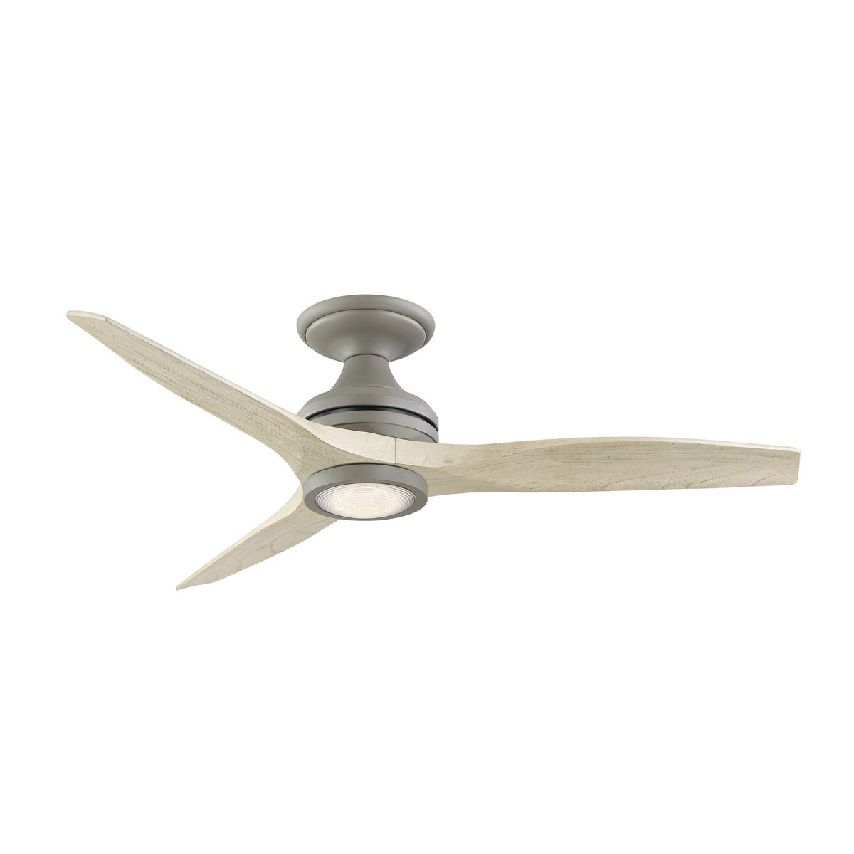 Fanimation Spitfire 48in Flush 3-Blade LED Ceiling Fan | Antique Graphite and Light Oak Buttonwood | Low Ceiling | Model FP6721BAGP-48LO-LK-F