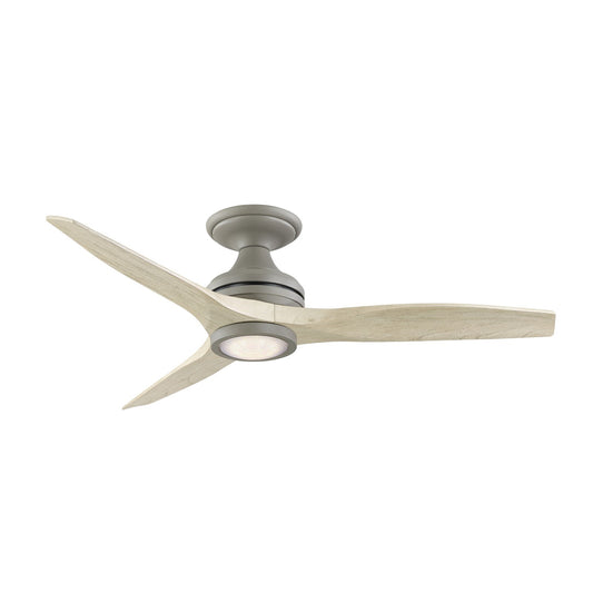 Fanimation Spitfire 48in Flush 3-Blade LED Ceiling Fan | Antique Graphite and Light Oak Buttonwood | Low Ceiling | Model FP6721BAGP-48LO-LK-F
