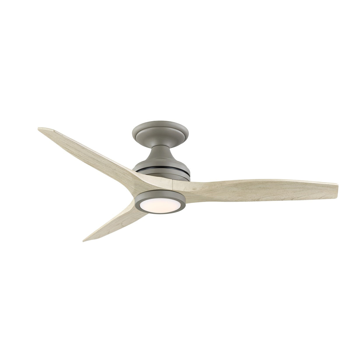 Fanimation Spitfire 48in Flush 3-Blade LED Ceiling Fan | Antique Graphite and Light Oak Buttonwood | Low Ceiling | Model FP6721BAGP-48LO-LK-F