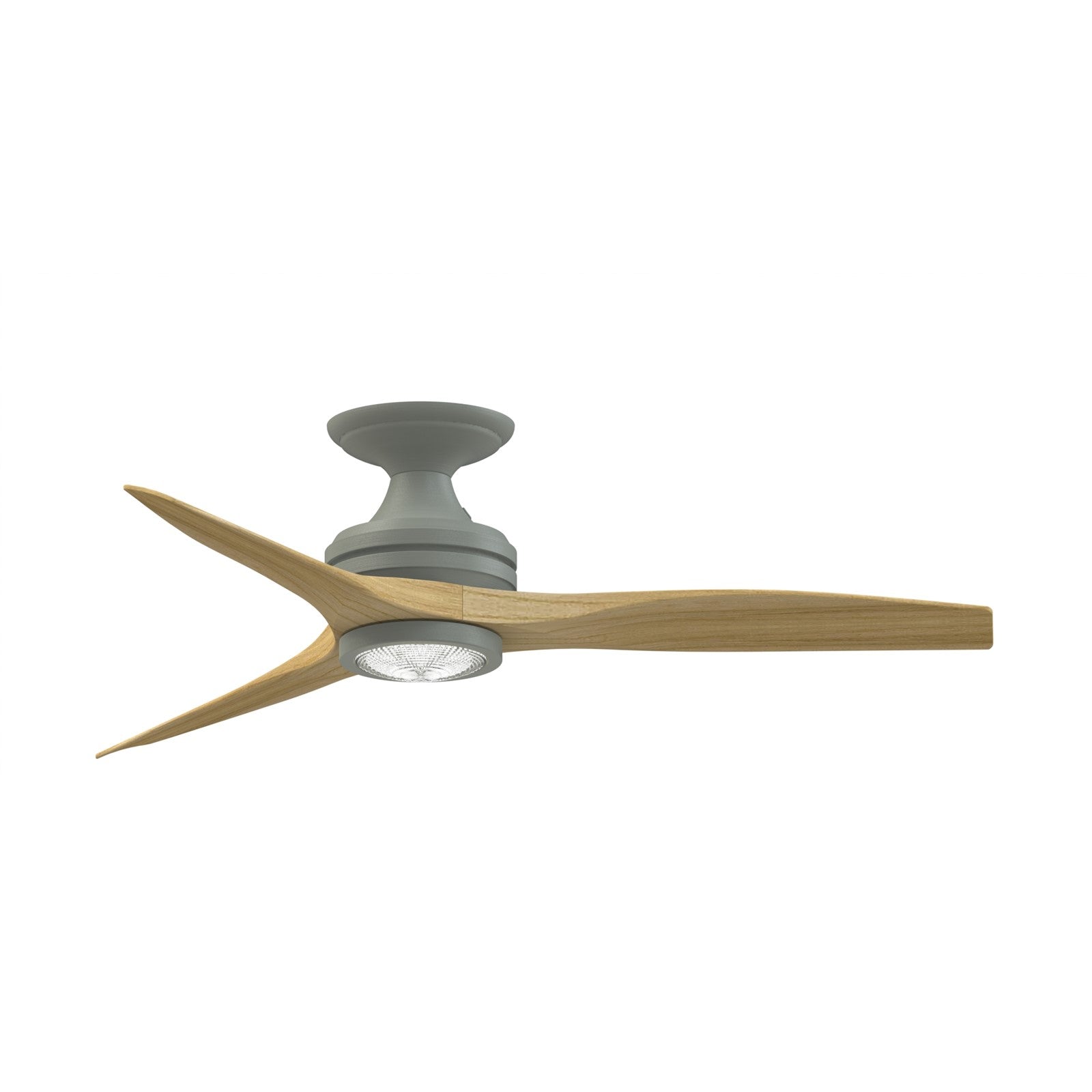 Fanimation Spitfire 48in Flush 3-Blade Ceiling Fan with LED Light | Antique Graphite and Natural Buttonwood | Covered | Model FP6721BAGP-48N-LK-F