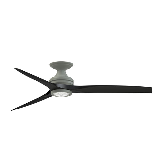 Fanimation Spitfire 60in Flush Mount Ceiling Fan with LED Light | Antique Graphite and Black Buttonwood | Covered Porch | Model FP6721BAGP-60BL-LK-F