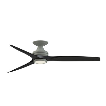 Fanimation Spitfire 60in Flush Mount Ceiling Fan with LED Light | Antique Graphite and Black Buttonwood | Covered Porch | Model FP6721BAGP-60BL-LK-F