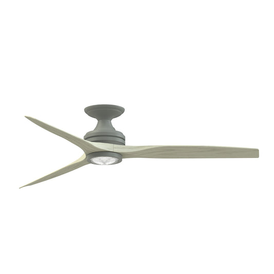 Fanimation Spitfire 60in Flush 3-Blade Ceiling Fan with LED Light | Antique Graphite and Light Oak Buttonwood | Low | Model FP6721BAGP-60LO-LK-F