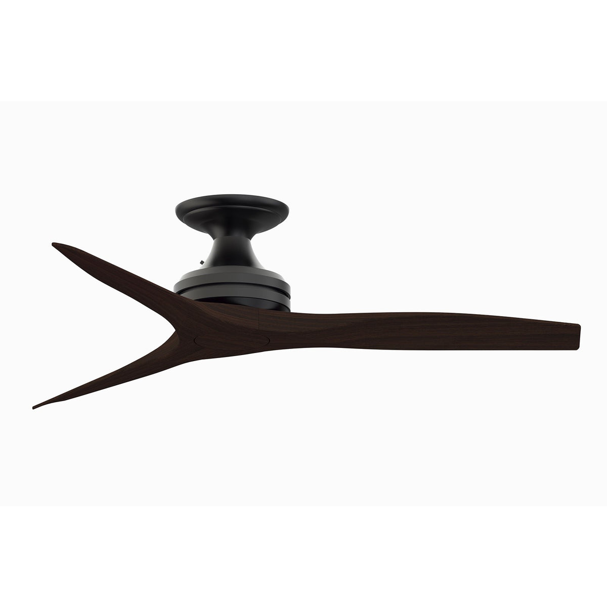 Fanimation Spitfire 48in Flush Ceiling Fan | Industrial Black with Dark Walnut Buttonwood Blades | Covered Patio & Sunroom | Model FP6721BBL-48DWA-F