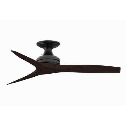 Fanimation Spitfire 48in Flush Ceiling Fan | Industrial Black with Dark Walnut Buttonwood Blades | Covered Patio & Sunroom | Model FP6721BBL-48DWA-F