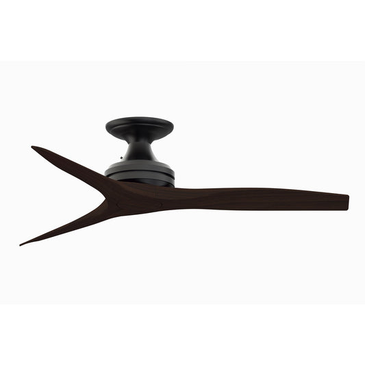 Fanimation Spitfire 48in Flush Ceiling Fan | Industrial Black with Dark Walnut Buttonwood Blades | Covered Patio & Sunroom | Model FP6721BBL-48DWA-F