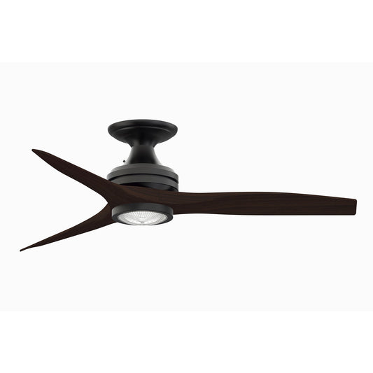 Fanimation Spitfire 48in Flush 1-Light Ceiling Fan | Black and Dark Walnut Buttonwood | Low Ceiling & Sunroom | Model FP6721BBL-48DWA-LK-F