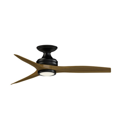 Fanimation Spitfire 48in 3-Light Flush Ceiling Fan | Black and Koa Wood Blades | Covered Patio & Sunroom | Model FP6721BBL-48K-LK-F