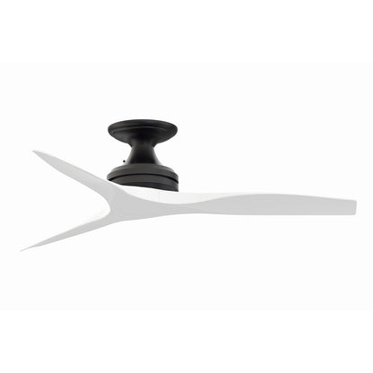 Fanimation Spitfire 48in 3-Blade Flush Ceiling Fan | Black and Matte White Blades | Covered Patio & Sunroom | Model FP6721BBL-48MW-F