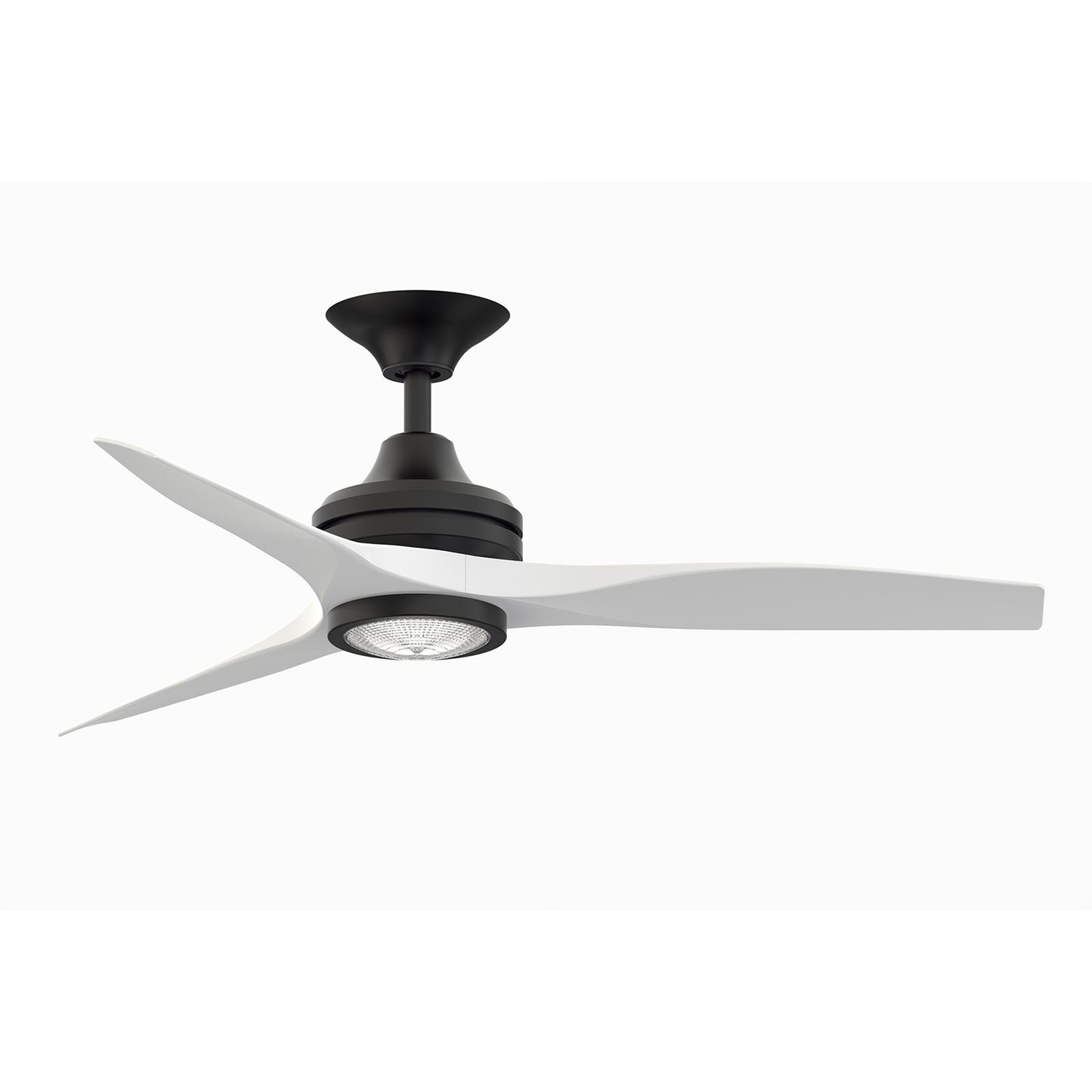 Fanimation Spitfire 48in 1-Light LED Ceiling Fan | Black and Matte White Buttonwood Blades | Covered Patio & Sunroom | Model FP6721BBL-48MW-LK