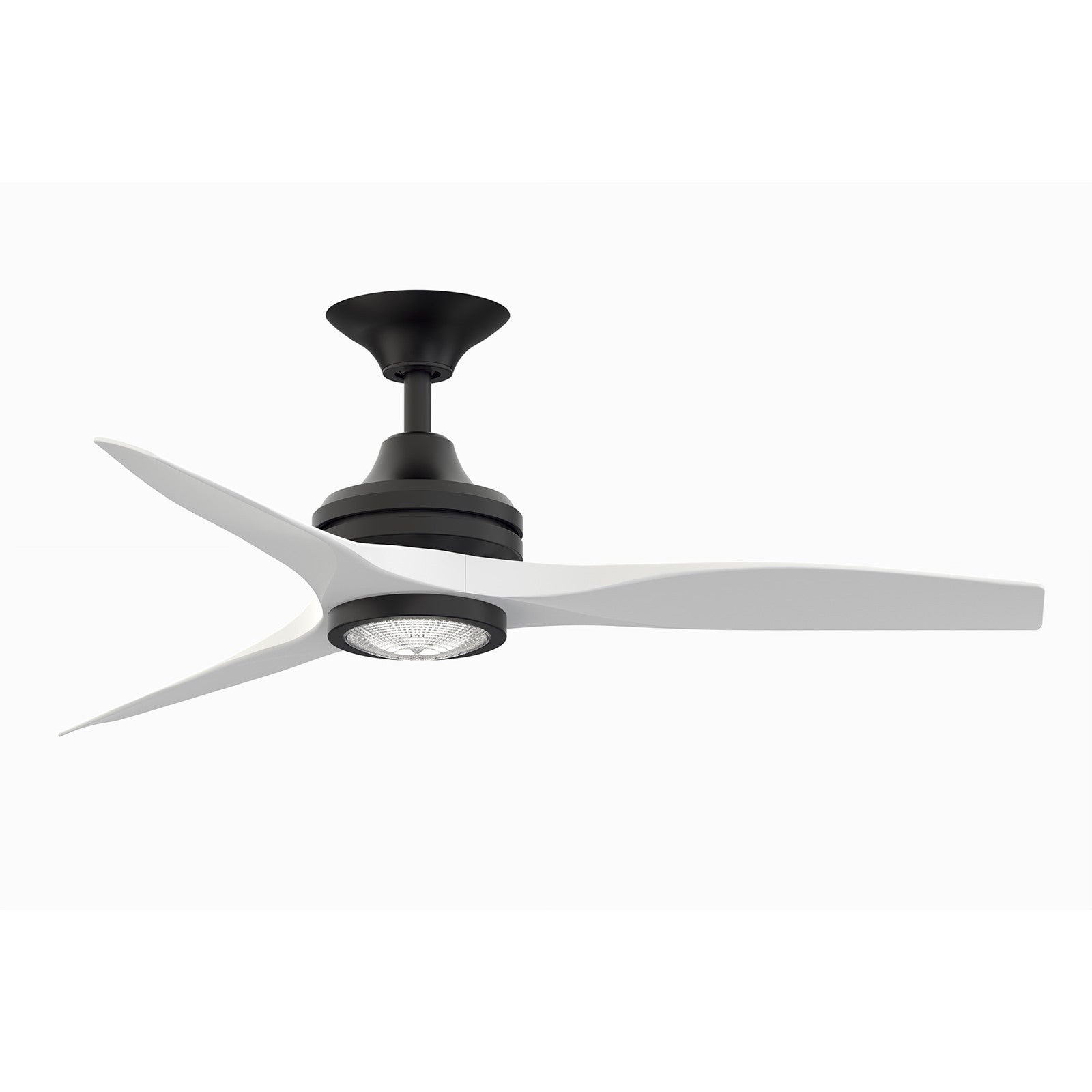 Fanimation Spitfire 48in 1-Light LED Ceiling Fan | Black and Matte White Buttonwood Blades | Covered Patio & Sunroom | Model FP6721BBL-48MW-LK