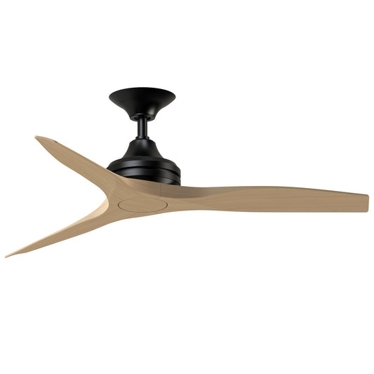 Fanimation Spitfire 48in Ceiling Fan | Black and Natural Buttonwood Blades | Covered Patio & Sunroom | 48 x 48 x 12 in | Model FP6721BBL-48N
