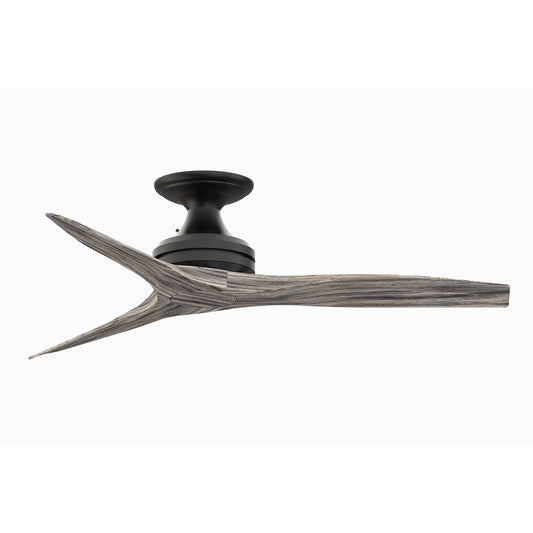 Fanimation Spitfire 48in Flush Ceiling Fan | Black and Weathered Wood Buttonwood Blades | Covered Patios & Sunrooms, Low | Model FP6721BBL-48WE-F