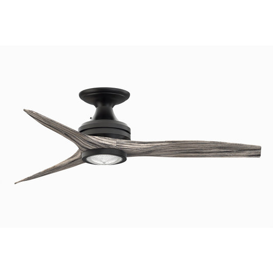 Fanimation Spitfire 48in Flush 3-Light LED Ceiling Fan | Black and Weathered Wood | Covered Patio & Low Ceilings | Model FP6721BBL-48WE-LK-F