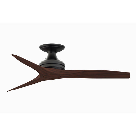 Fanimation Spitfire 48in Flush 3-Blade Ceiling Fan | Black and Whiskey Wood | Covered Patio & Low Ceilings | 48 x 48 x 9.5 in | Model FP6721BBL-48WK-F