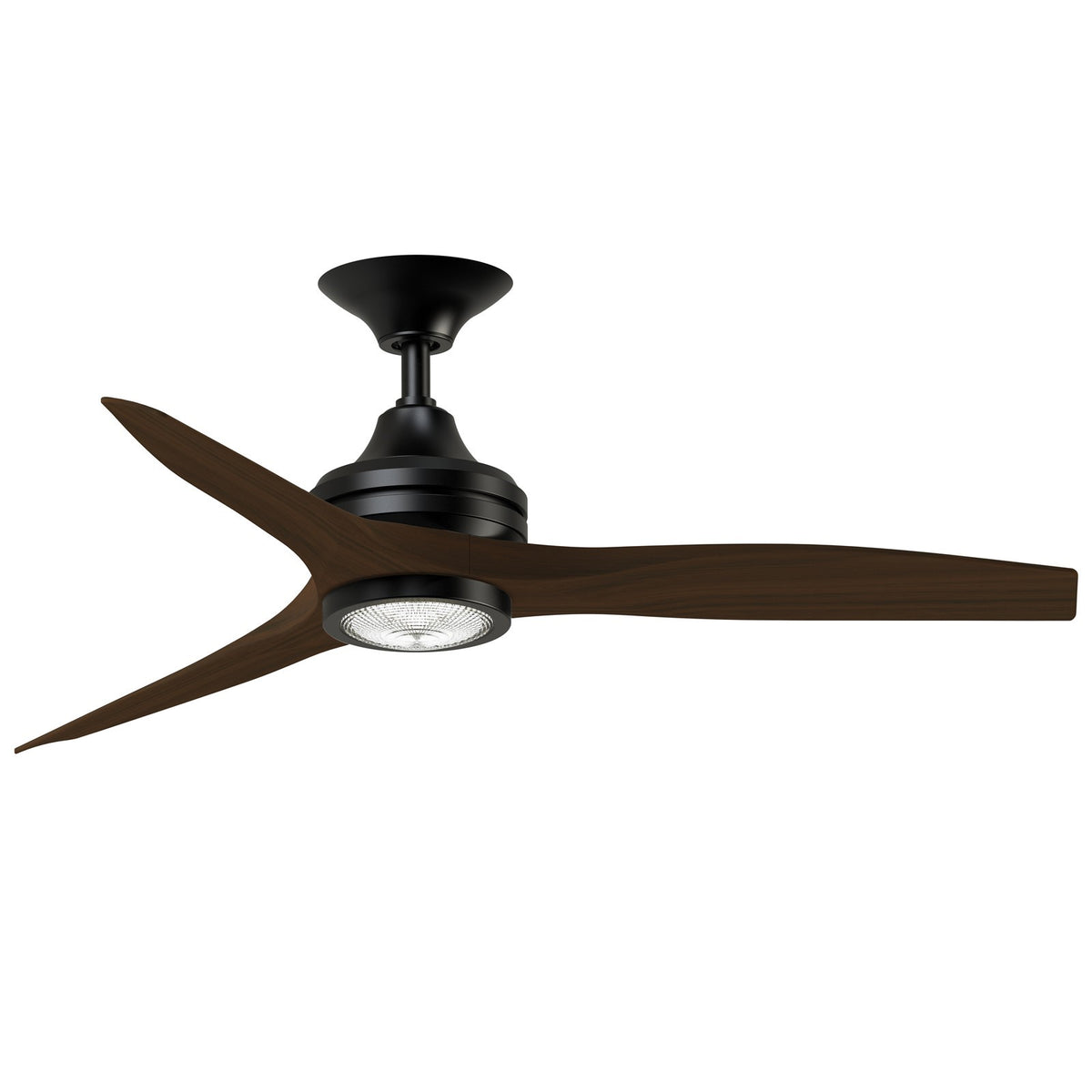 Fanimation Spitfire 48in 3-Light Ceiling Fan | Black and Whiskey Wood Buttonwood | Covered Patio & Sunroom | Model FP6721BBL-48WK-LK