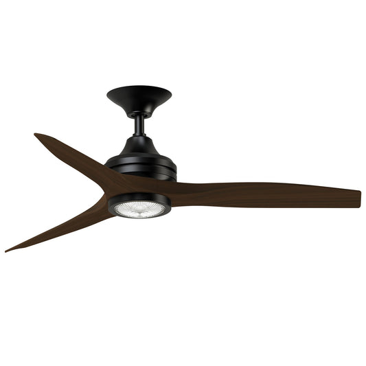 Fanimation Spitfire 48in 3-Light Ceiling Fan | Black and Whiskey Wood Buttonwood | Covered Patio & Sunroom | Model FP6721BBL-48WK-LK