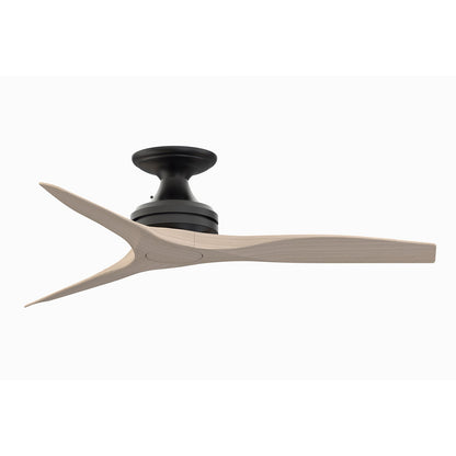 Fanimation Spitfire 48in Flush 3-Blade Ceiling Fan | Black and White Washed Buttonwood | Covered Patio & Low Ceilings | Model FP6721BBL-48WW-F
