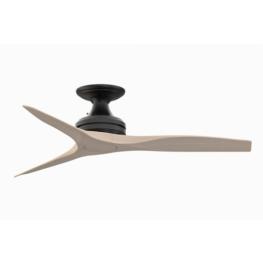 Fanimation Spitfire 48in Flush 3-Blade Ceiling Fan | Black and White Washed Buttonwood | Covered Patio & Low Ceilings | Model FP6721BBL-48WW-F