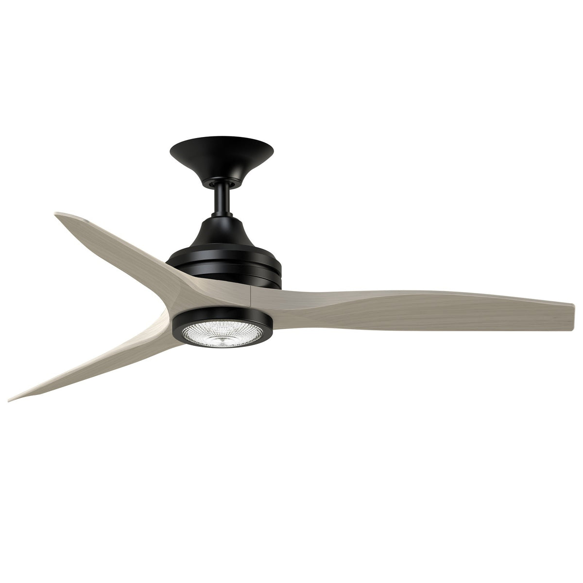 Fanimation Spitfire 48in 1-Light LED Ceiling Fan | Modern Black and White Washed Buttonwood Blades | Covered Patio | Model FP6721BBL-48WW-LK