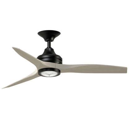 Fanimation Spitfire 48in 1-Light LED Ceiling Fan | Modern Black and White Washed Buttonwood Blades | Covered Patio | Model FP6721BBL-48WW-LK