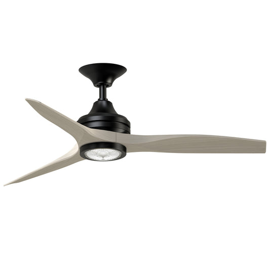 Fanimation Spitfire 48in 1-Light LED Ceiling Fan | Modern Black and White Washed Buttonwood Blades | Covered Patio | Model FP6721BBL-48WW-LK