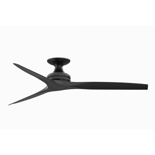 Fanimation Spitfire 60in Flush Ceiling Fan | Modern Black and Black Buttonwood Blades | Covered Patio & Low Ceilings | Model FP6721BBL-60BL-F