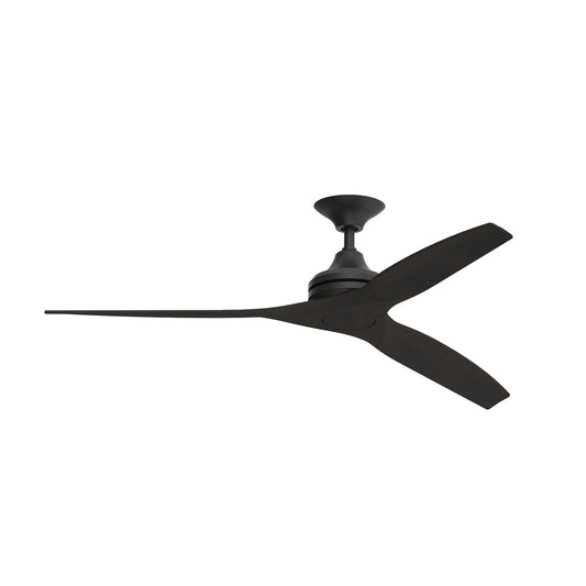 Fanimation Spitfire 60in 3-Blade Ceiling Fan | Industrial Black and Dark Walnut Buttonwood | Covered Patio & Sunroom | Model FP6721BBL-60DWA