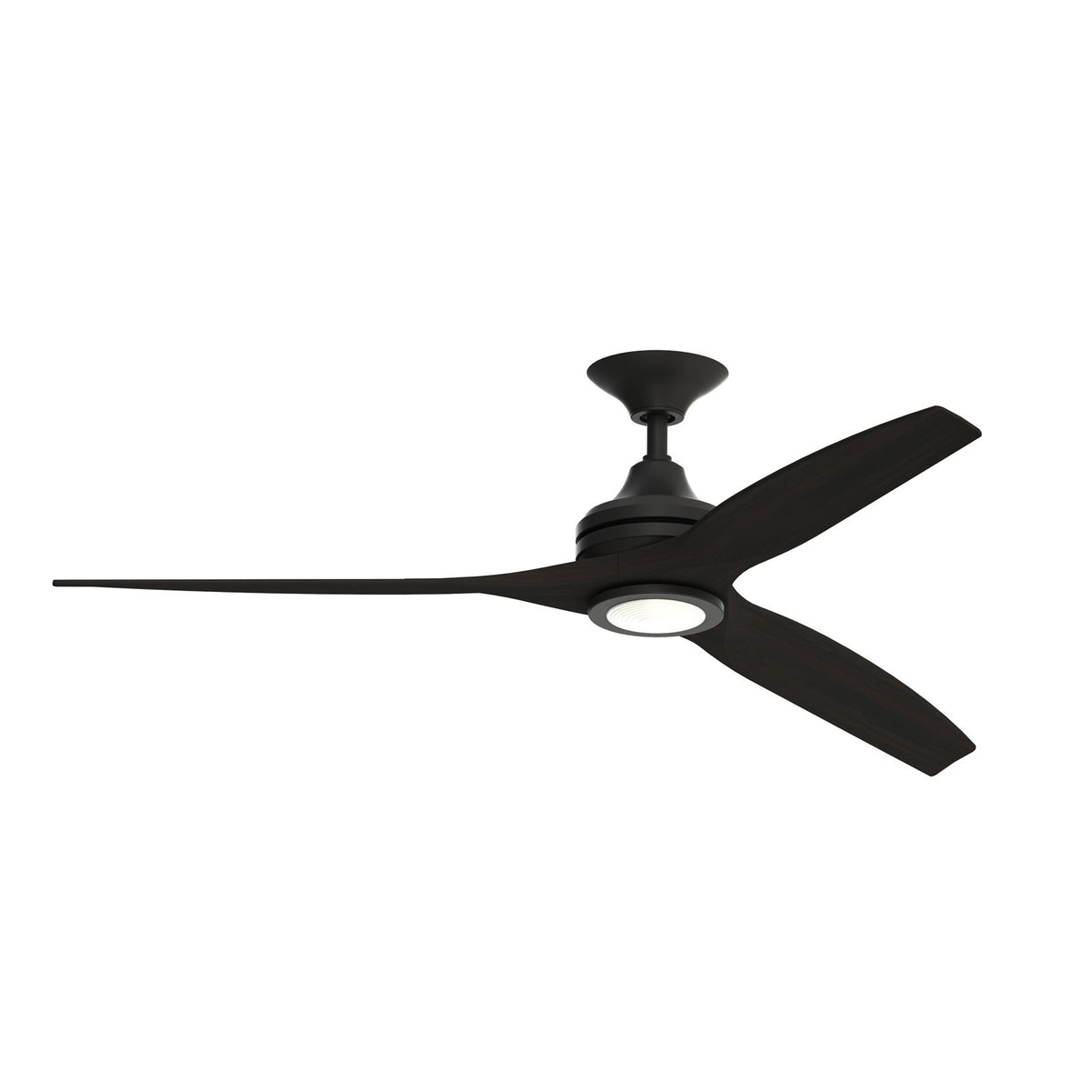 Fanimation Spitfire 60in 3-Blade LED Ceiling Fan | Industrial Black and Dark Walnut Buttonwood | Covered Patio & Sunroom | Model FP6721BBL-60DWA-LK
