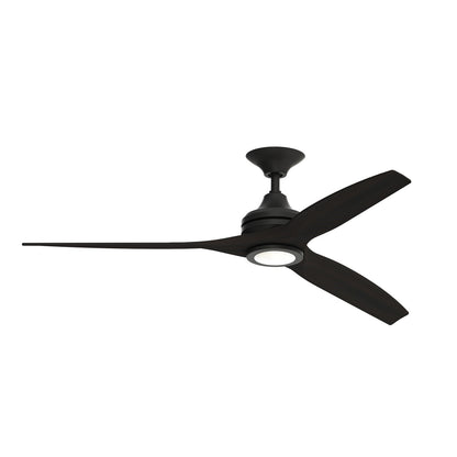Fanimation Spitfire 60in 3-Blade LED Ceiling Fan | Industrial Black and Dark Walnut Buttonwood | Covered Patio & Sunroom | Model FP6721BBL-60DWA-LK