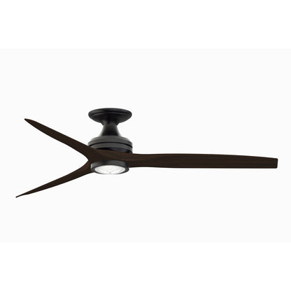 Fanimation Spitfire 60in Flush 3-Blade LED Ceiling Fan | Industrial Black and Dark Walnut Buttonwood | Covered Patio | Model FP6721BBL-60DWA-LK-F