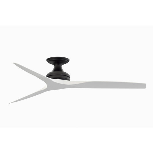 Fanimation Spitfire 60in Flush 3-Blade Ceiling Fan | Black and Matte White | Covered Patio & Low Ceiling | 60 x 60 x 9.5 in | Model FP6721BBL-60MW-F