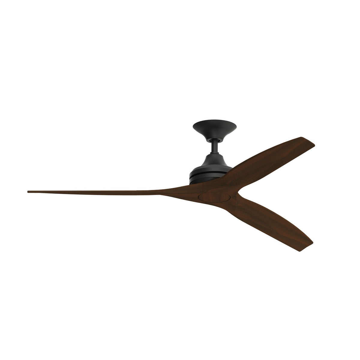 Fanimation Spitfire 60in 3-Blade Ceiling Fan | Black and Whiskey Wood | Covered Patio & Sunroom | 60 x 60 x 12 in | Model FP6721BBL-60WK