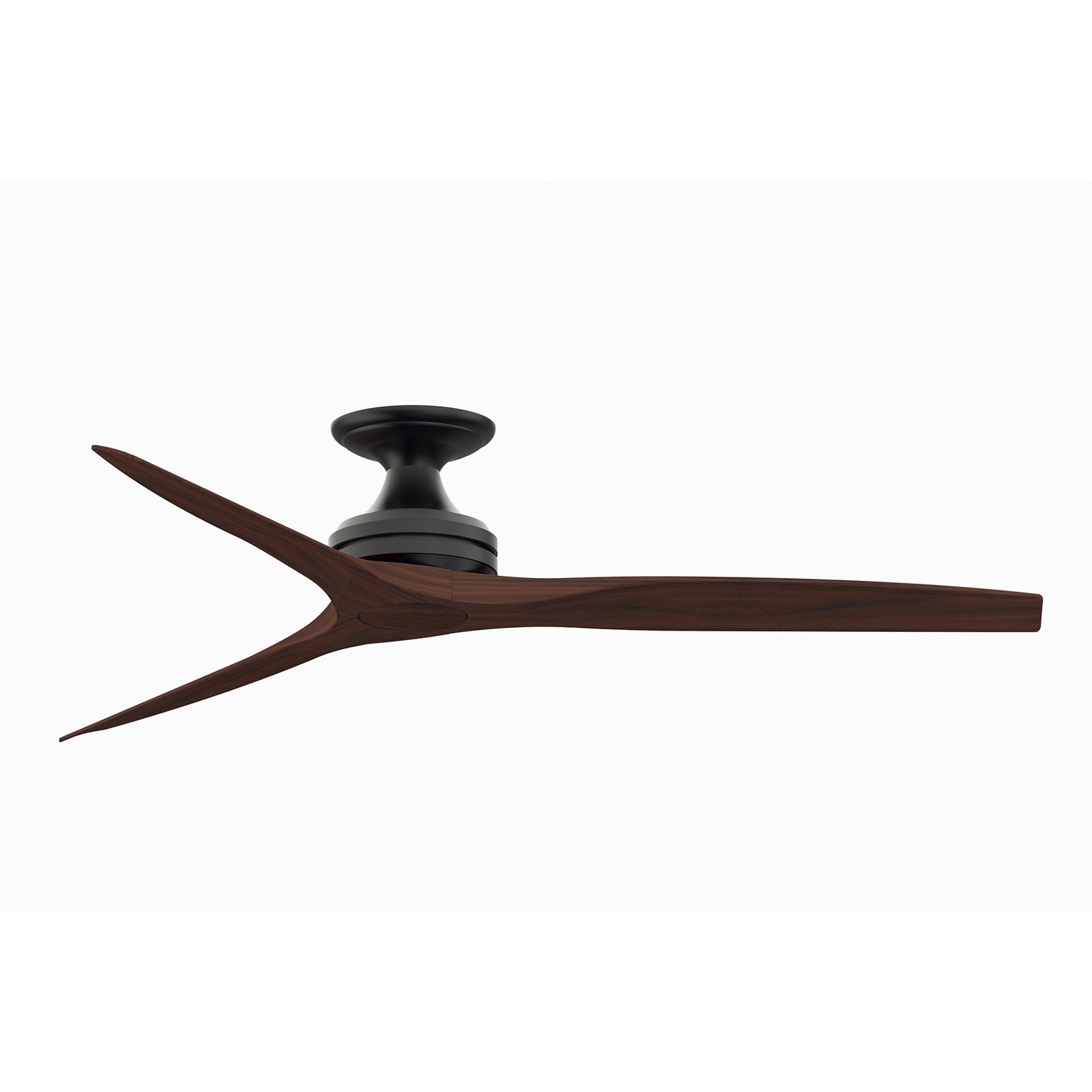 Fanimation Spitfire 60in Flush Mount Ceiling Fan | Black and Whiskey Wood | Low Ceiling & Covered Patio | 60 x 60 x 9.5 in | Model FP6721BBL-60WK-F