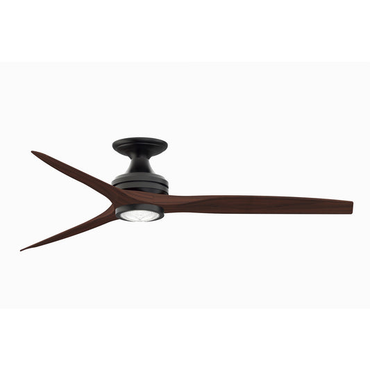 Fanimation Spitfire 60in Flush Mount 1-Light LED Ceiling Fan | Black and Whiskey Wood | Low Ceiling & Covered Patio | Model FP6721BBL-60WK-LK-F