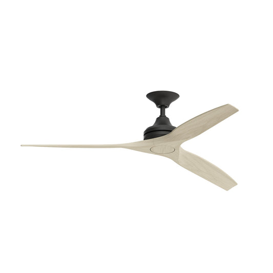 Fanimation Spitfire 60in 3-Blade Ceiling Fan | Black and White Washed Buttonwood | Covered Patio & Porch | 60 x 60 x 12 in | Model FP6721BBL-60WW