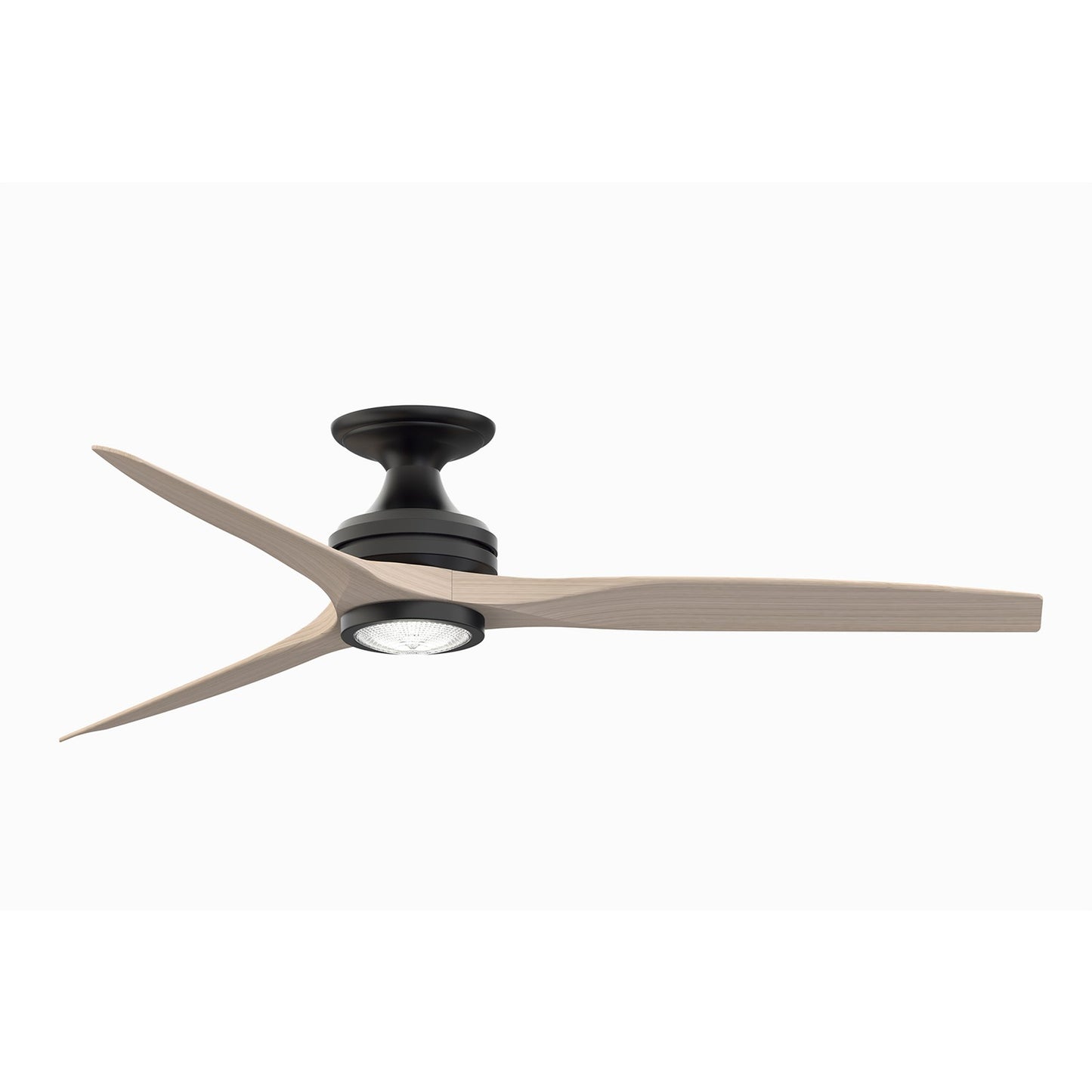 Fanimation Spitfire 60in Flush LED Ceiling Fan | Black and White Washed Buttonwood | Covered Porch & Sunroom | Model FP6721BBL-60WW-LK-F