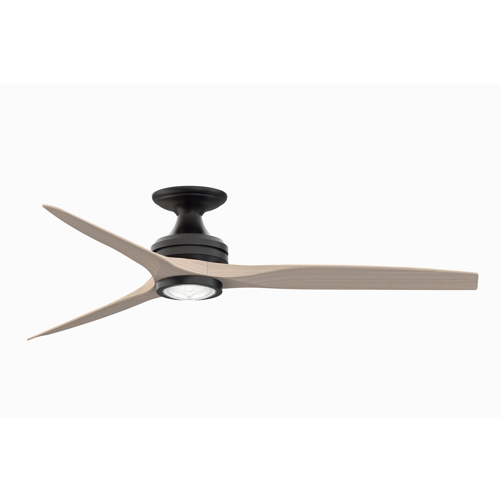 Fanimation Spitfire 60in Flush LED Ceiling Fan | Black and White Washed Buttonwood | Covered Porch & Sunroom | Model FP6721BBL-60WW-LK-F