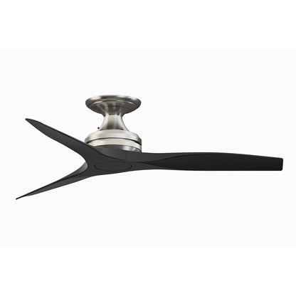 Fanimation Spitfire 48in Flush Mount Ceiling Fan | Brushed Nickel and Black Buttonwood | Covered Patio, Porch & Sunroom | Model FP6721BBN-48BL-F