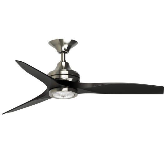Fanimation Spitfire 48in 3-Blade Ceiling Fan with LED Light | Brushed Nickel and Black Buttonwood | Covered Patio, Porch | Model FP6721BBN-48BL-LK