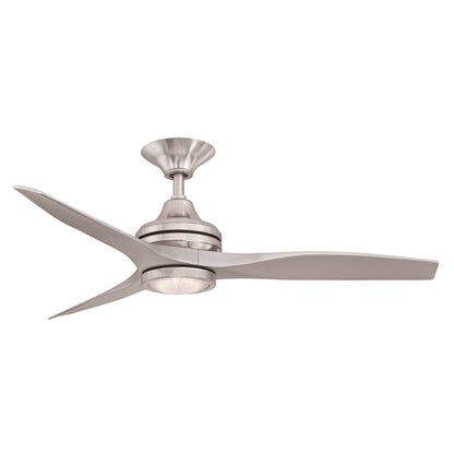 Fanimation Spitfire 48in 3-Blade Ceiling Fan with LED Light | Brushed Nickel and Buttonwood Blades | Covered Patio, Porch | Model FP6721BBN-48BN-LK
