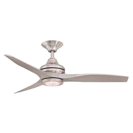 Fanimation Spitfire 48in 3-Blade Ceiling Fan with LED Light | Brushed Nickel and Buttonwood Blades | Covered Patio, Porch | Model FP6721BBN-48BN-LK