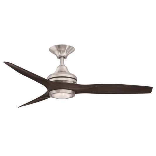 Fanimation Spitfire 48in 3-Blade Ceiling Fan with LED Light | Brushed Nickel and Dark Walnut Buttonwood | Covered Patio | Model FP6721BBN-48DWA-LK