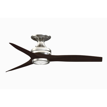 Fanimation Spitfire 48in Flush Mount Ceiling Fan with LED Light | Brushed Nickel and Dark Walnut Buttonwood | Low | Model FP6721BBN-48DWA-LK-F
