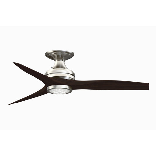 Fanimation Spitfire 48in Flush Mount Ceiling Fan with LED Light | Brushed Nickel and Dark Walnut Buttonwood | Low | Model FP6721BBN-48DWA-LK-F