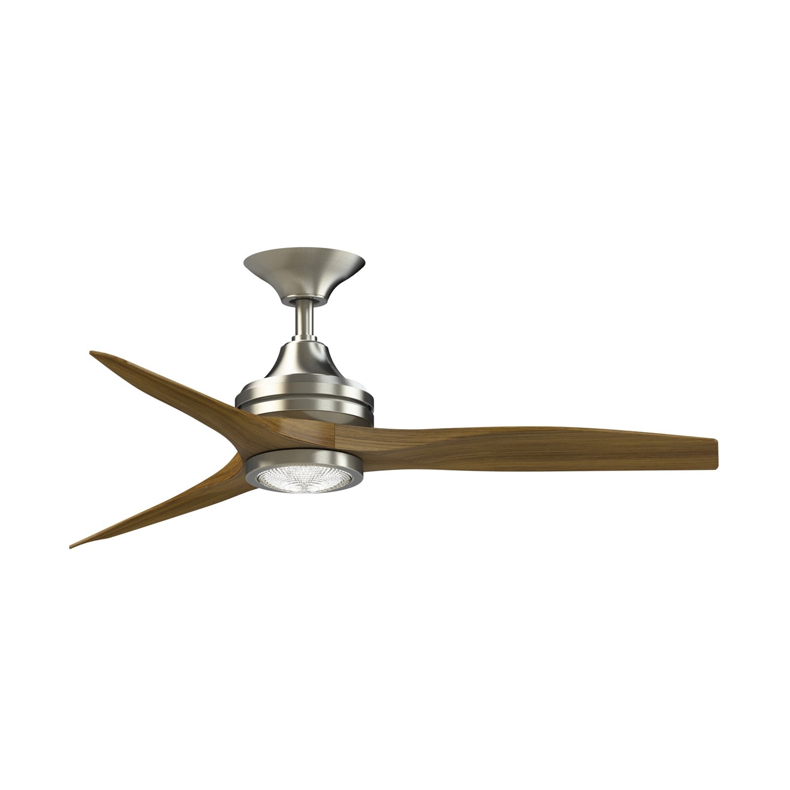 Fanimation Spitfire 48in 3-Blade Ceiling Fan with LED Light | Brushed Nickel and Koa Wood | Covered Patio & Sunroom | Model FP6721BBN-48K-LK