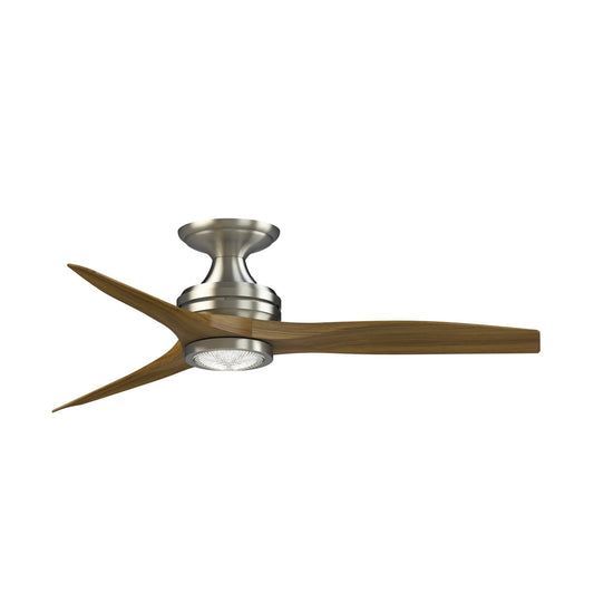 Fanimation Spitfire 48in Flush 3-Blade Ceiling Fan with LED Light | Brushed Nickel and Koa Wood | Low Ceiling & Covered | Model FP6721BBN-48K-LK-F