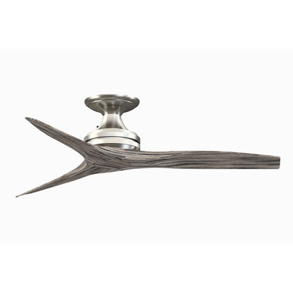 Fanimation Spitfire 48in Flush 3-Blade Ceiling Fan | Brushed Nickel and Weathered Wood | Low Ceilings & Sunroom | Model FP6721BBN-48WE-F